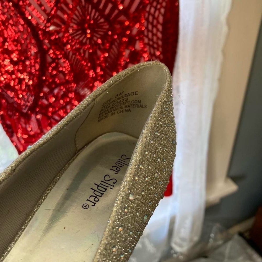 Women's Glittering Silver rhinestone heels Silver Slipper 8 - Picture 4 of 6